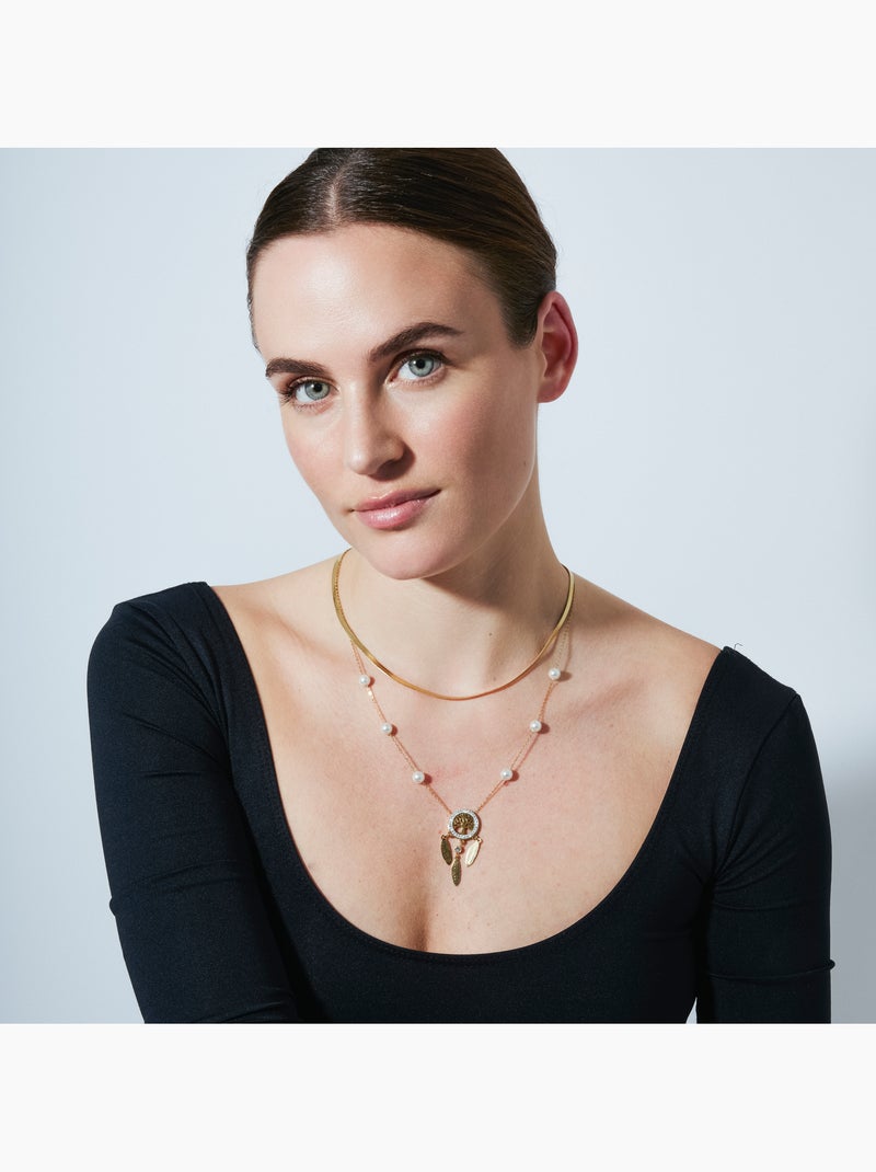 Collier Luxenter en perles blanches avec finition en or jaune 18 carats - Anthori Argent - Kiabi