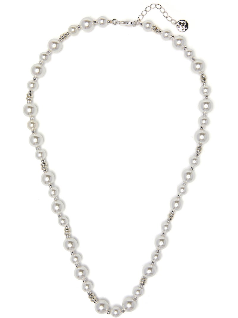 Collier Luxenter en perles blanches avec finition rhodiée - Akio Argent - Kiabi