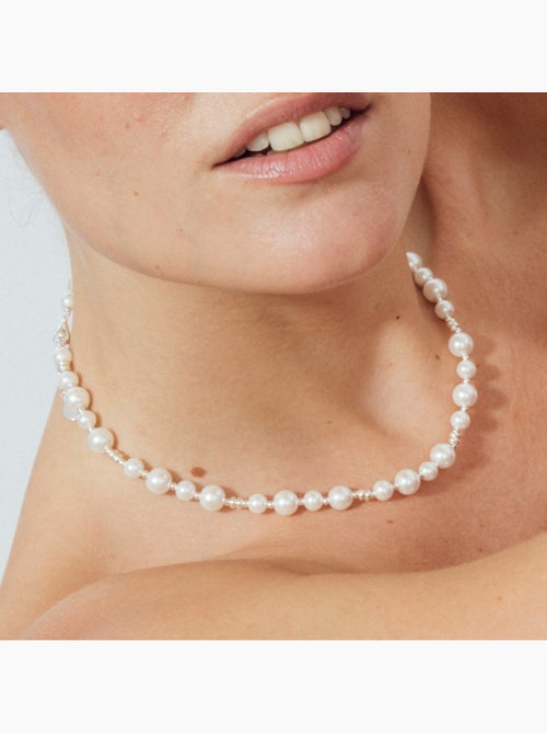 Collier Luxenter en perles blanches avec finition rhodiée - Akio - Kiabi