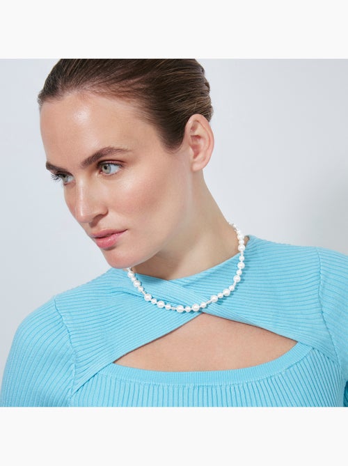 Collier Luxenter en perles blanches avec finition rhodiée - Akio - Kiabi