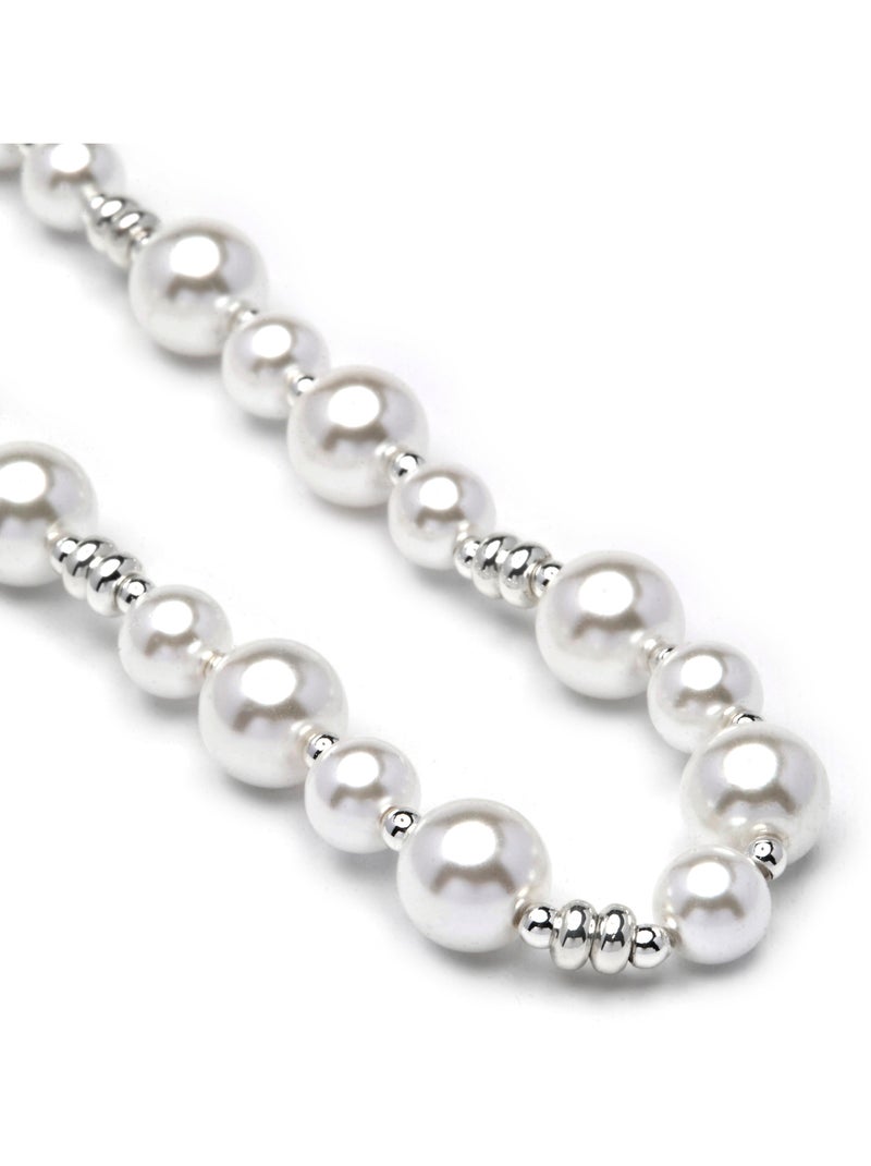 Collier Luxenter en perles blanches avec finition rhodiée - Akio Blanc - Kiabi