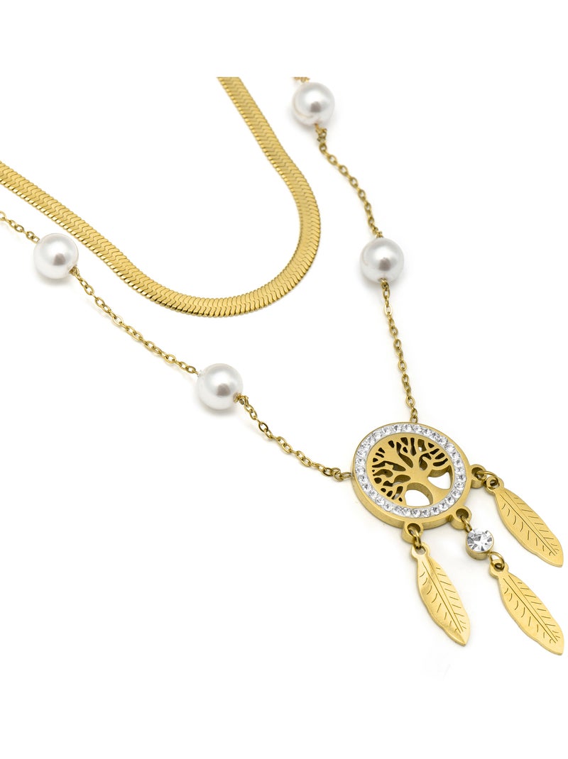 Collier Luxenter en perles blanches, finition or jaune 18k - Anthori Blanc - Kiabi