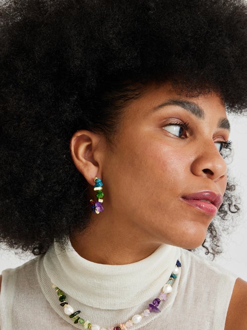 Collier Luxenter en pierres naturelles multicolores, finition en or jaune 18 carats - Kasyo - Kiabi Collier Luxenter en pierres naturelles multicolores, finition en or jaune 18 carats - Kasyo - Kiabi