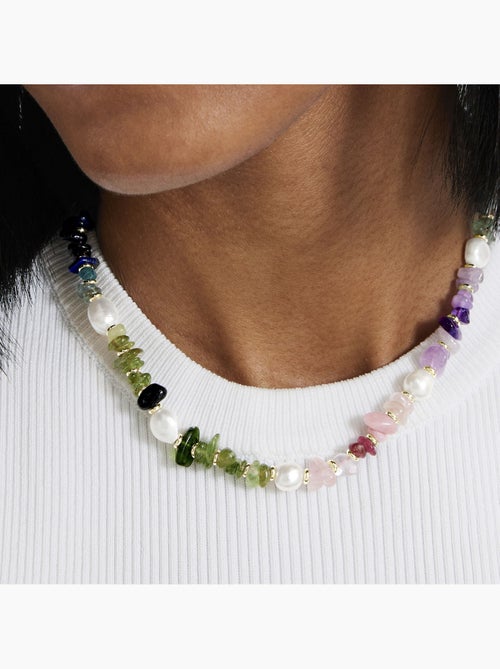 Collier Luxenter en pierres naturelles multicolores, finition en or jaune 18 carats - Kasyo - Kiabi Collier Luxenter en pierres naturelles multicolores, finition en or jaune 18 carats - Kasyo - Kiabi