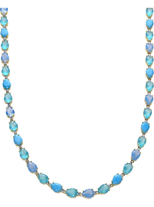 Collier Luxenter en quartz hydrothermal bleu clair avec finition et plaqué or 18k - Iknas - Kiabi