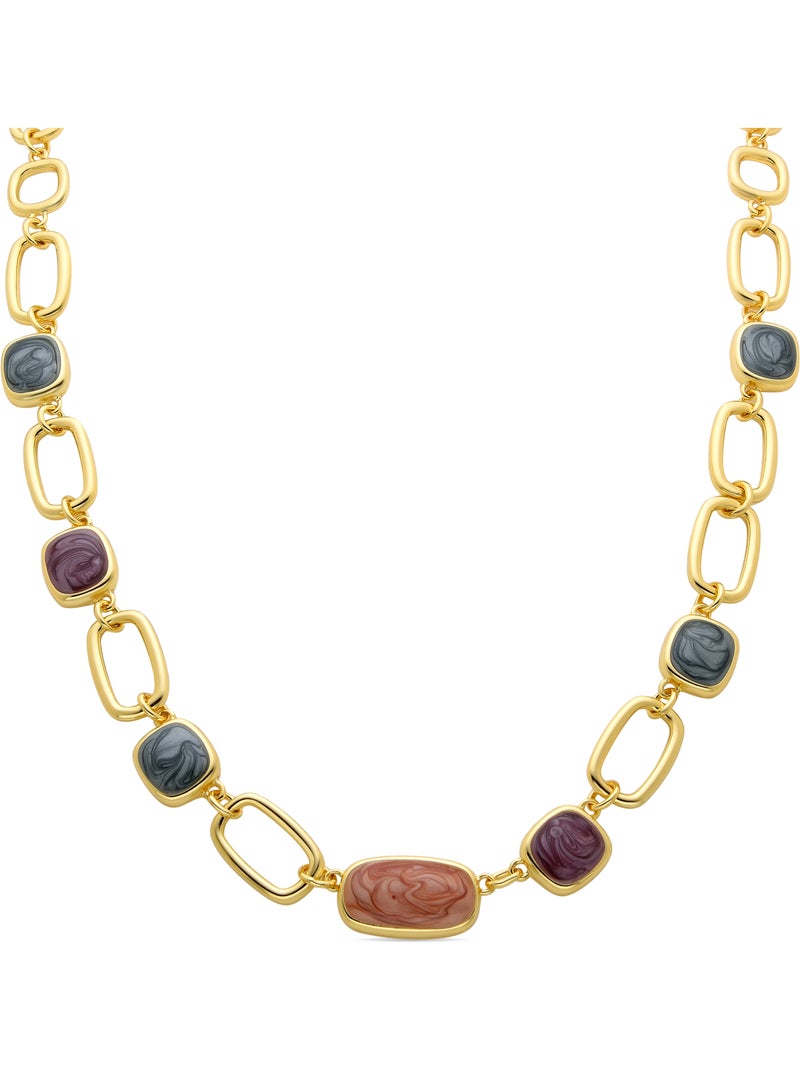 Collier Luxenter en résine multicolore et plaqué or 18k - Orzur Multicolore - Kiabi