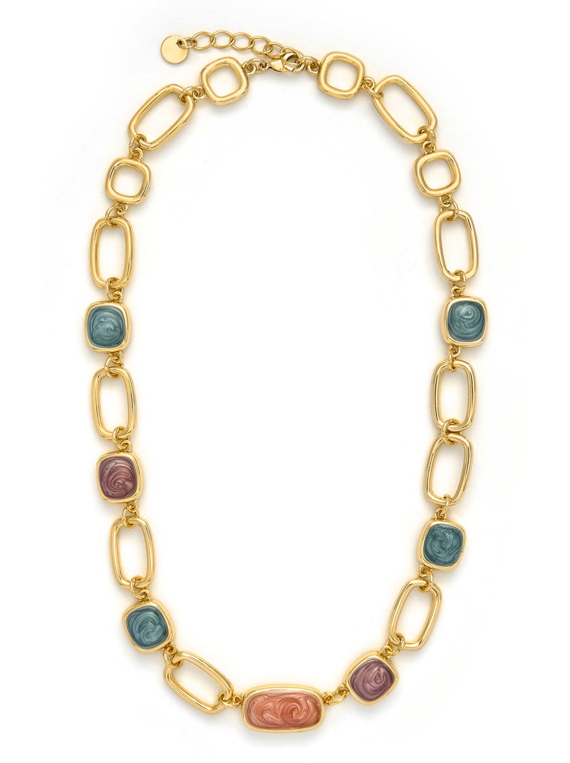 Collier Luxenter en résine multicolore et plaqué or 18k - Orzur Multicolore - Kiabi