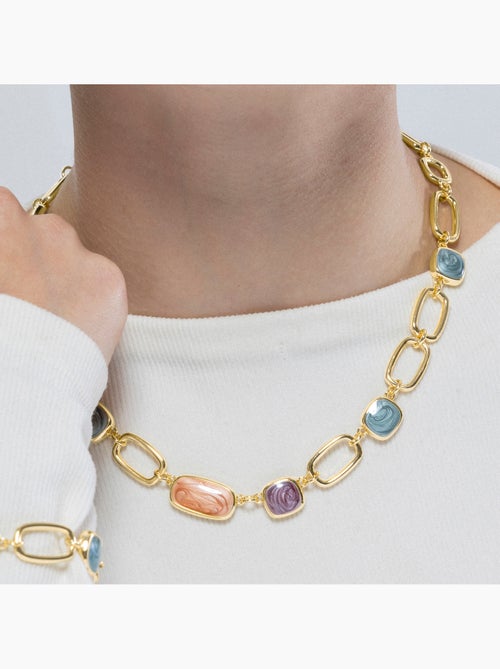 Collier Luxenter en résine multicolore et plaqué or 18k - Orzur - Kiabi