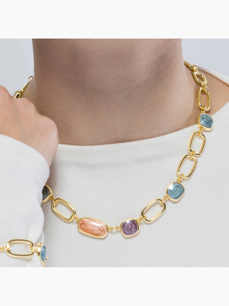 Collier Luxenter en résine multicolore et plaqué or 18k - Orzur Multicolore - Kiabi