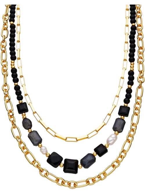 Collier Luxenter en résine noire avec finition or 18 carats - Nyste - Kiabi Collier Luxenter en résine noire avec finition or 18 carats - Nyste - Kiabi
