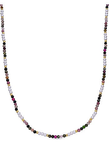 Collier Luxenter en tourmaline multicolore, finition or jaune 18k - Sury