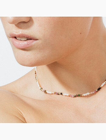 Collier Luxenter en tourmaline multicolore, finition or jaune 18k - Sury