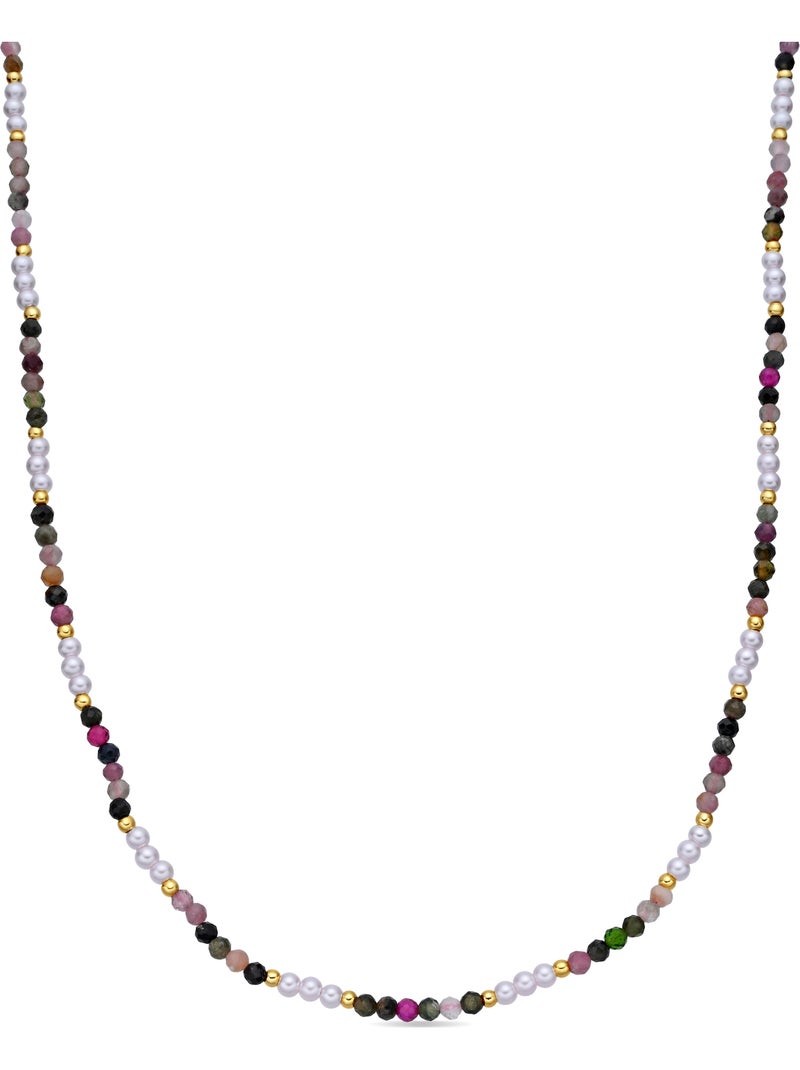 Collier Luxenter en tourmaline multicolore, finition or jaune 18k - Sury Multicolore - Kiabi