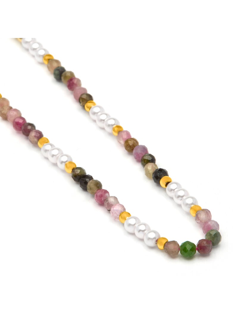 Collier Luxenter en tourmaline multicolore, finition or jaune 18k - Sury Multicolore - Kiabi