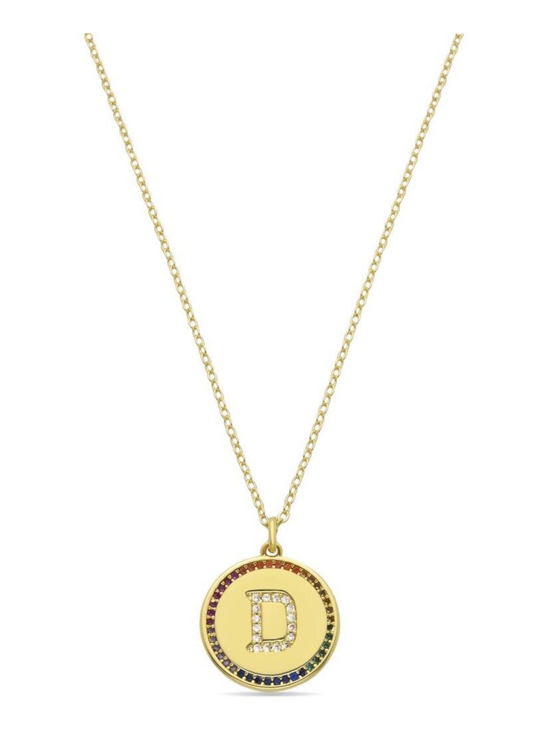 Collier Luxenter en zircon multicolore et or jaune 18 carats - Alphabet Multicolore - Kiabi