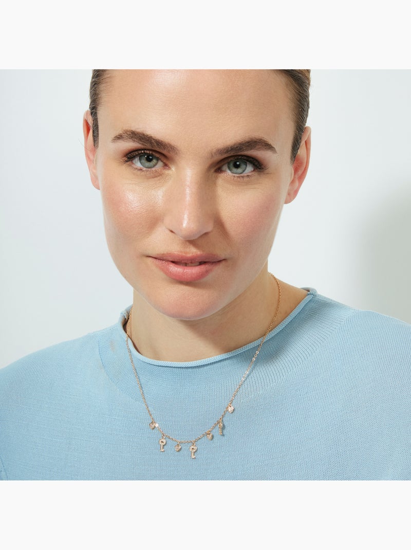 Collier Luxenter en zircone brillante avec finition en or rose 18 carats - Muraz Argent - Kiabi