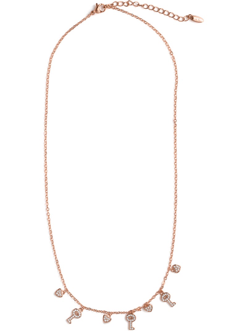 Collier Luxenter en zircone brillante avec finition en or rose 18 carats - Muraz Argent - Kiabi
