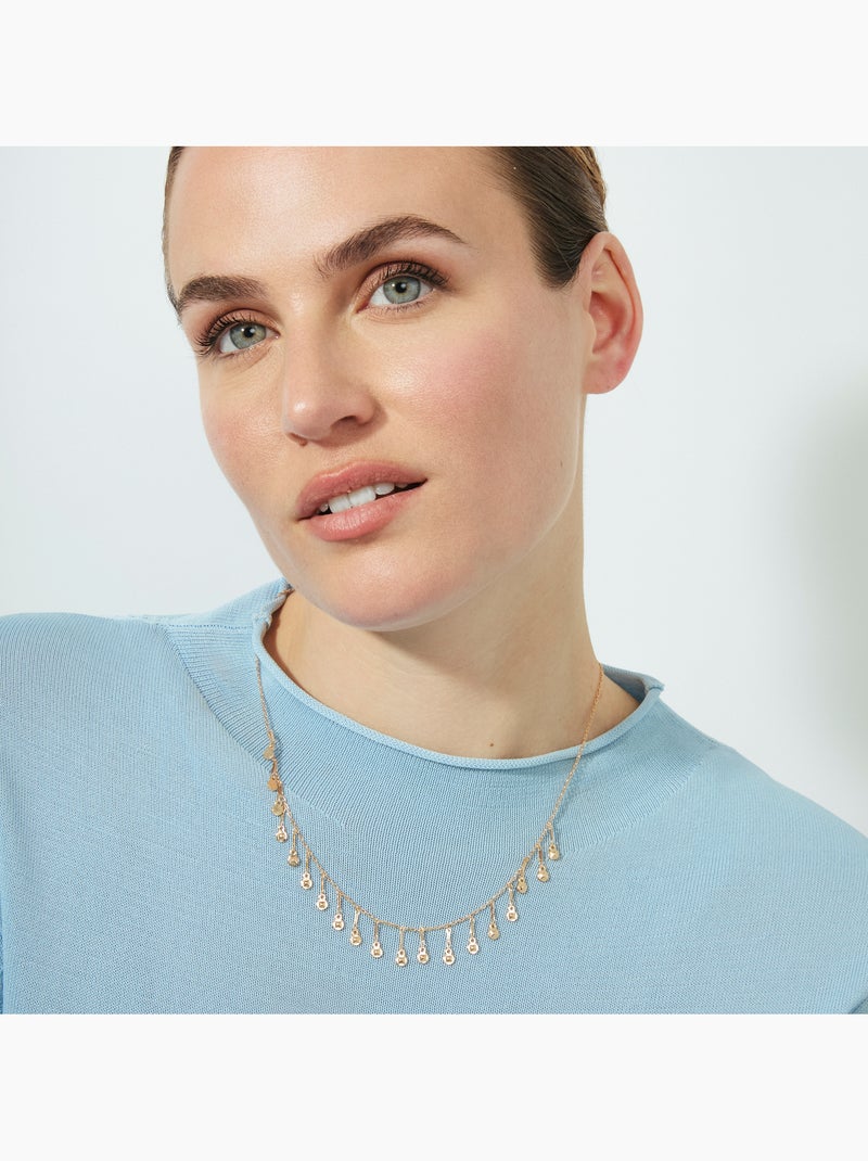 Collier Luxenter en zircone brillante avec finition en or rose 18 carats - Yaferth Argent - Kiabi