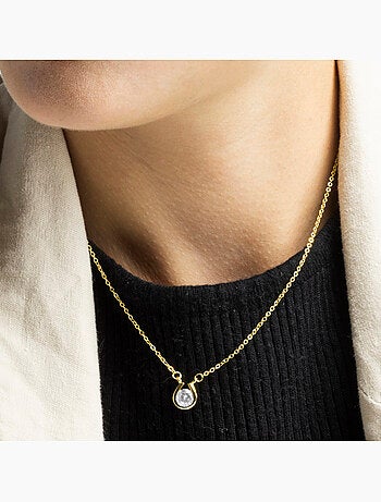 Collier Luxenter en zircone brillante, finition or jaune 18 carats - Ceol