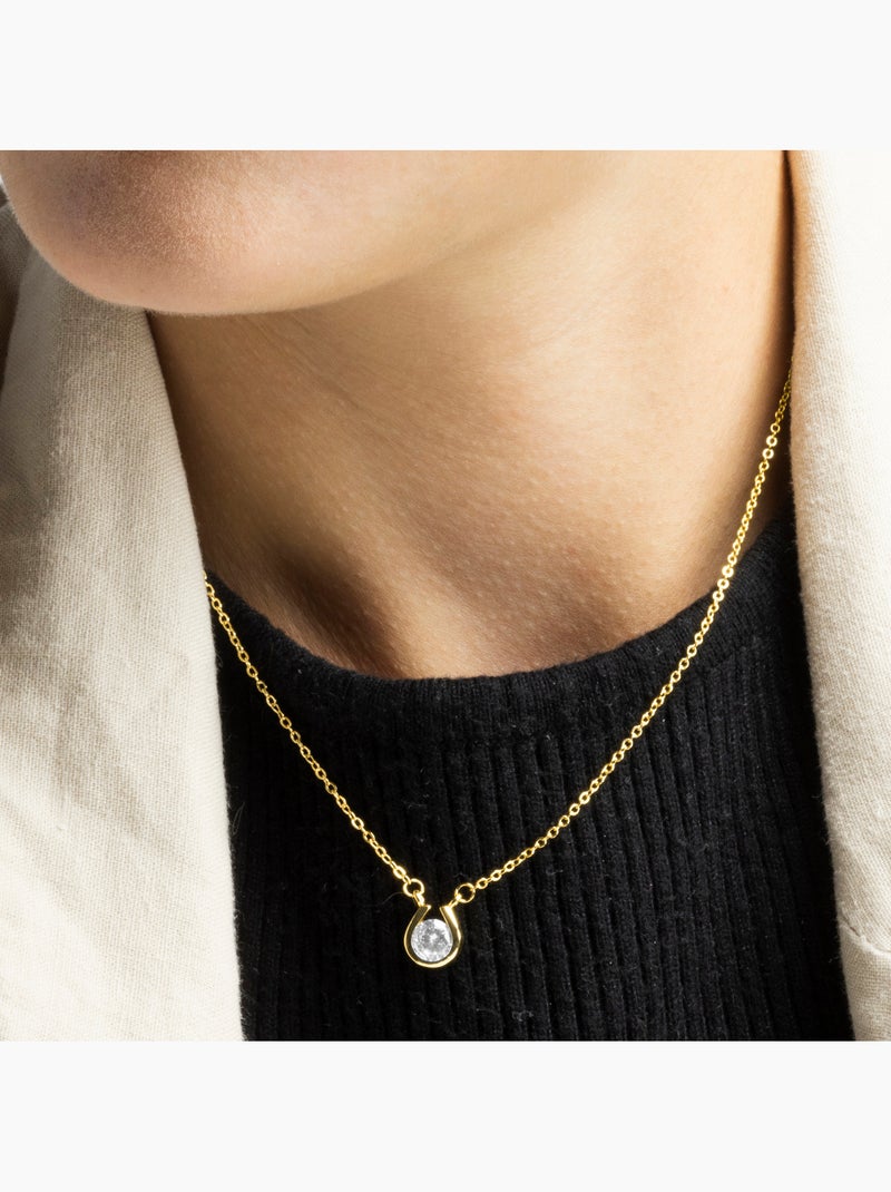Collier Luxenter en zircone brillante, finition or jaune 18 carats - Ceol Argent - Kiabi
