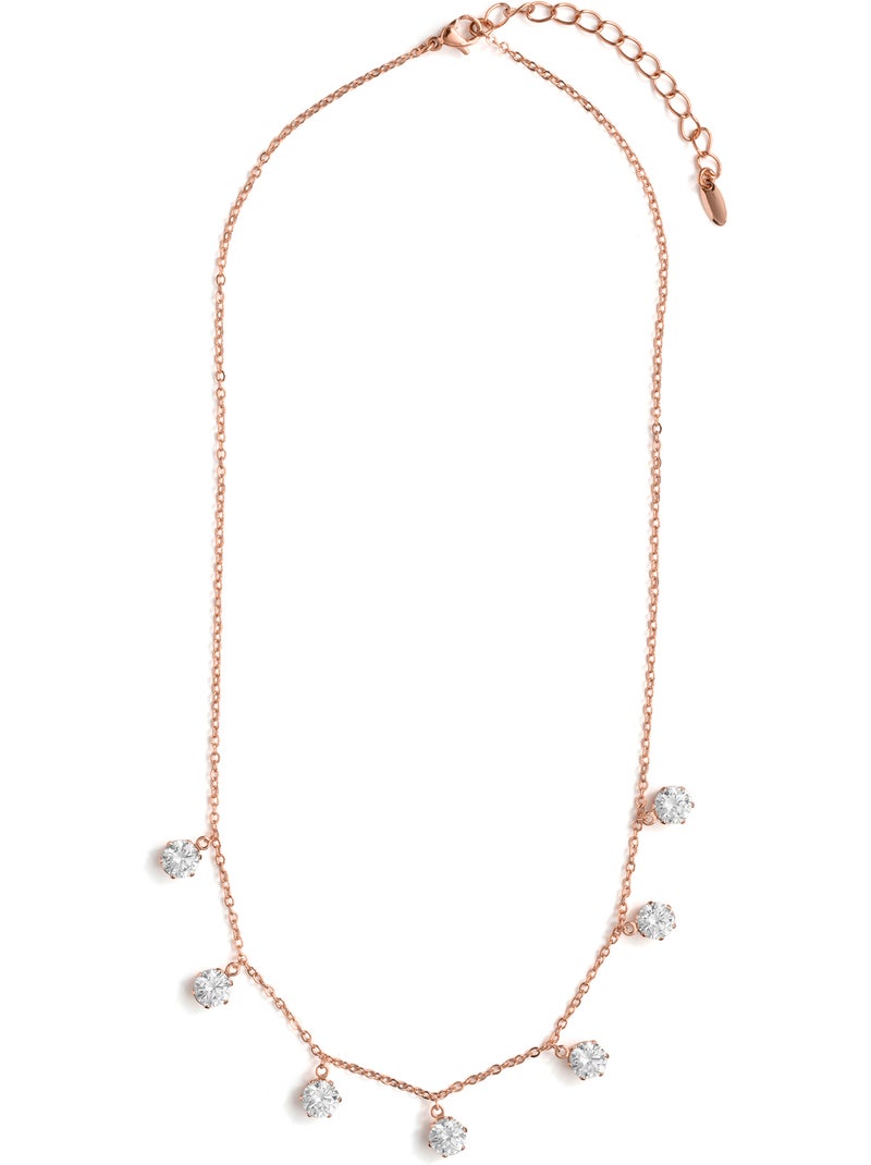 Collier Luxenter en zircone brillante, finition or rose 18 carats - Coaro Argent - Kiabi