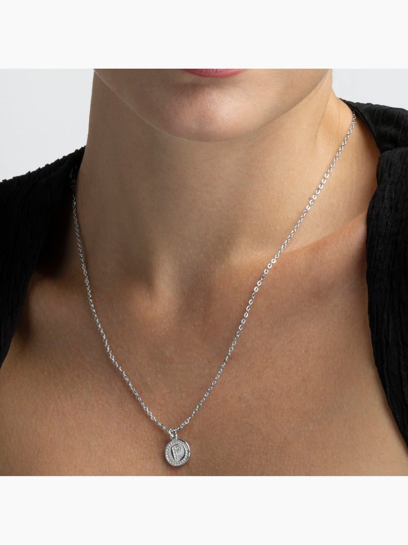 Collier Luxenter en zircone brillante, finition rhodium - Alphabet Argent - Kiabi