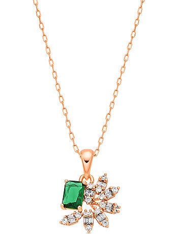 Collier Luxenter en zircone émeraude avec finition en or jaune 18 carats - Juveio