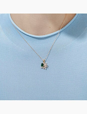 Collier Luxenter en zircone émeraude avec finition en or jaune 18 carats - Juveio