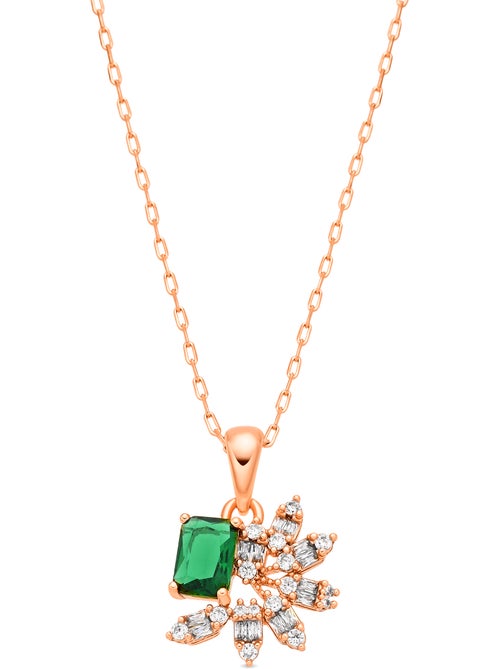 Collier Luxenter en zircone émeraude avec finition en or jaune 18 carats - Juveio - Kiabi