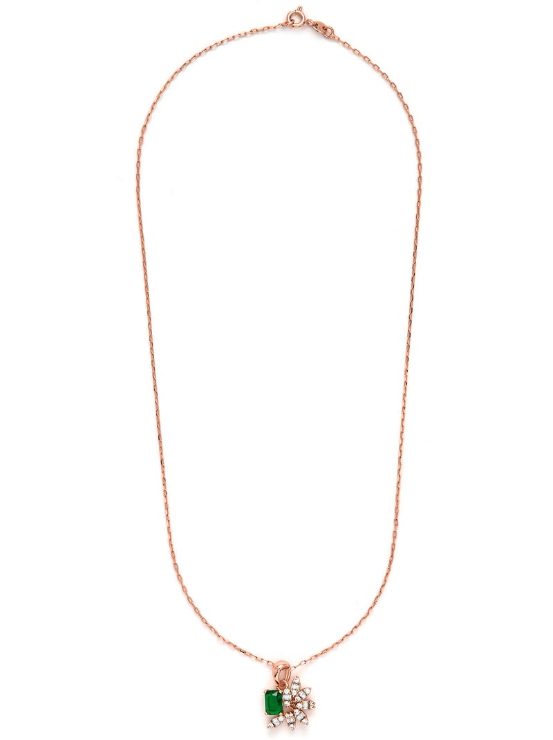 Collier Luxenter en zircone émeraude avec finition en or jaune 18 carats - Juveio Vert - Kiabi