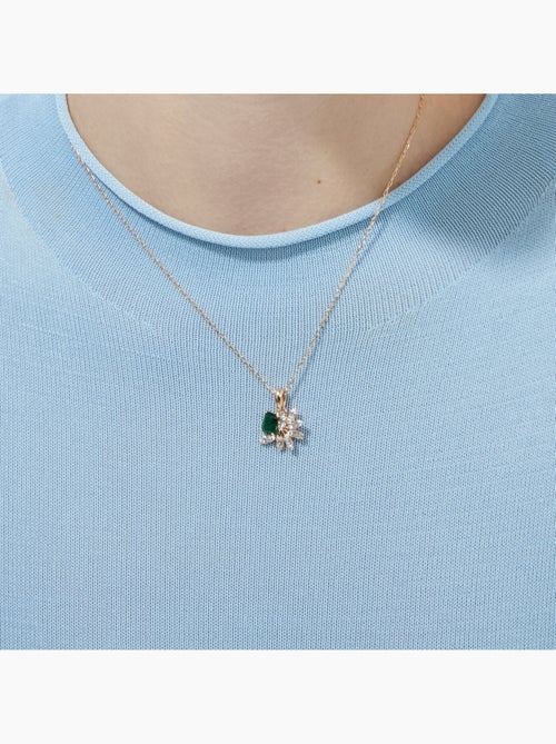 Collier Luxenter en zircone émeraude avec finition en or jaune 18 carats - Juveio - Kiabi