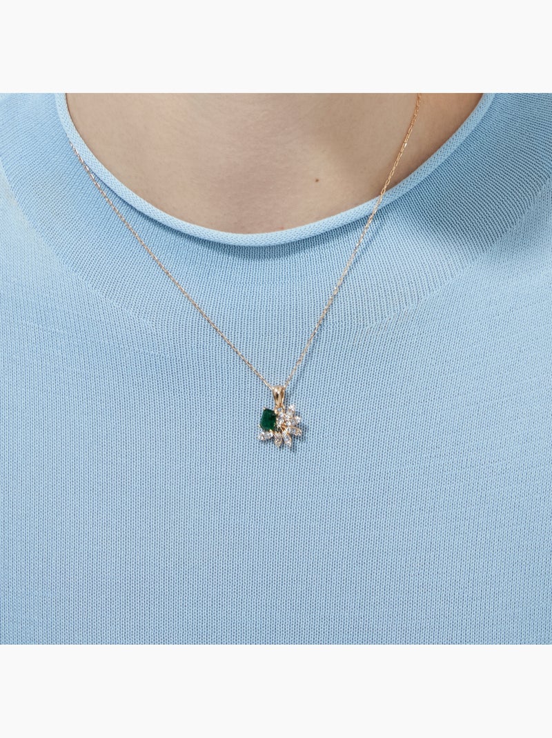 Collier Luxenter en zircone émeraude avec finition en or jaune 18 carats - Juveio Vert - Kiabi