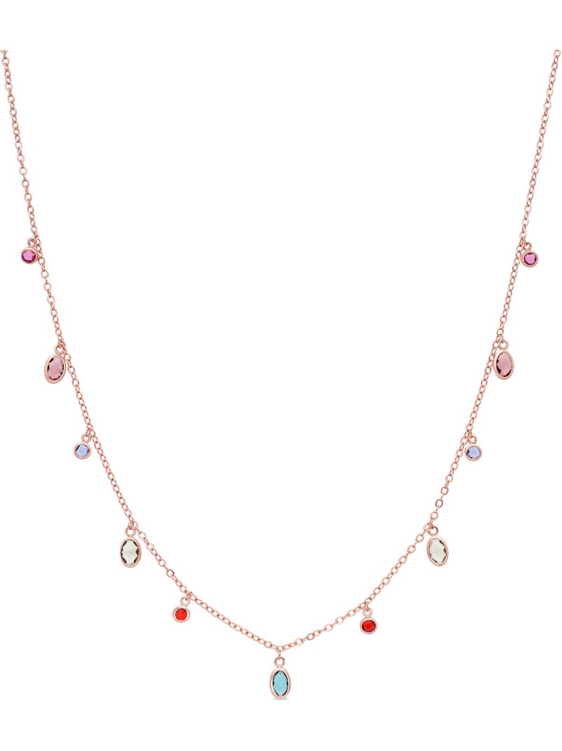 Collier Luxenter en zircone multicolore avec finition en or rose 18 carats - Orsu Multicolore - Kiabi