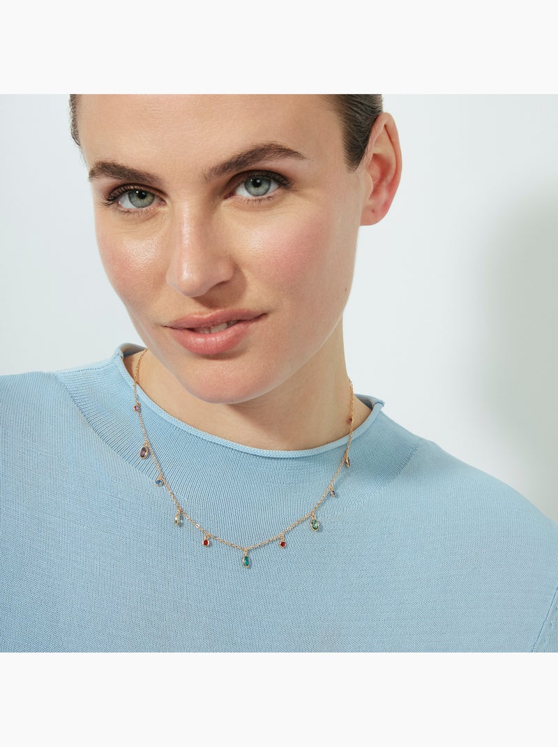 Collier Luxenter en zircone multicolore avec finition en or rose 18 carats - Orsu Multicolore - Kiabi