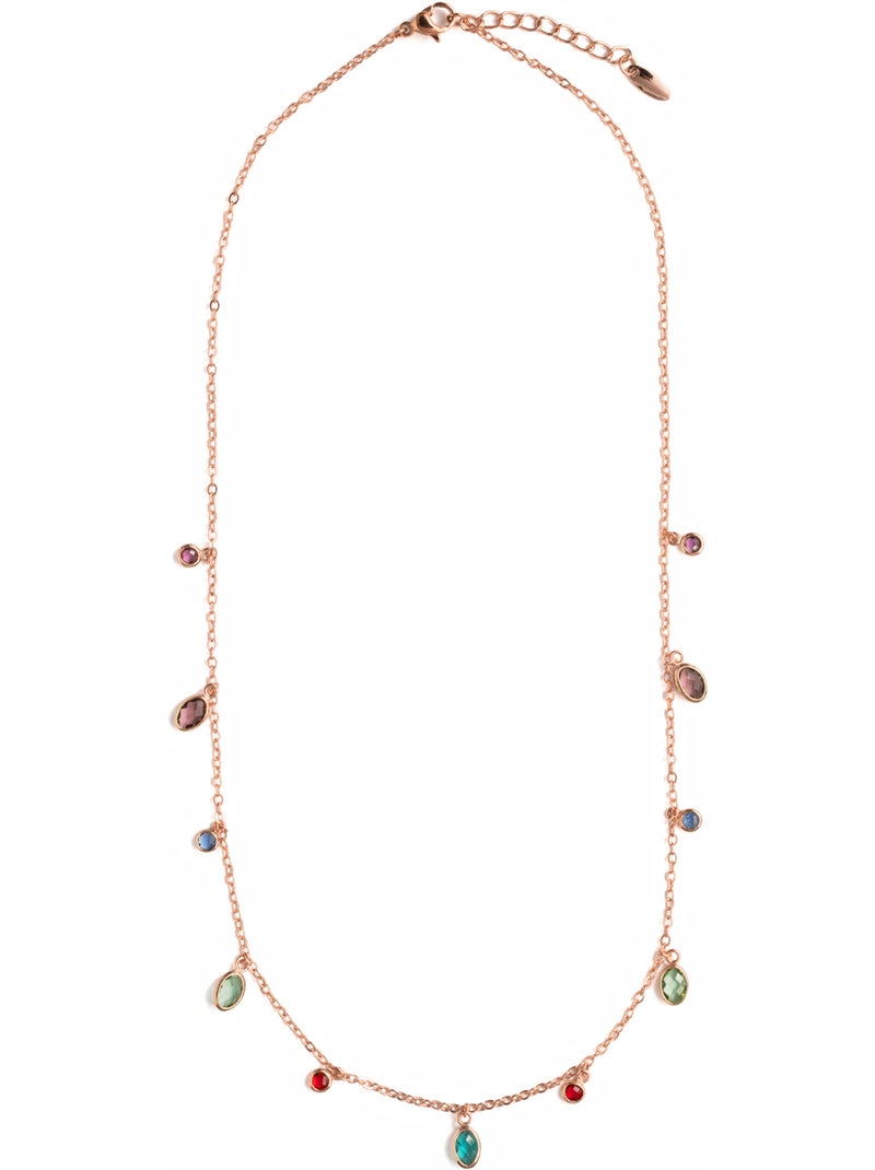 Collier Luxenter en zircone multicolore avec finition en or rose 18 carats - Orsu Multicolore - Kiabi