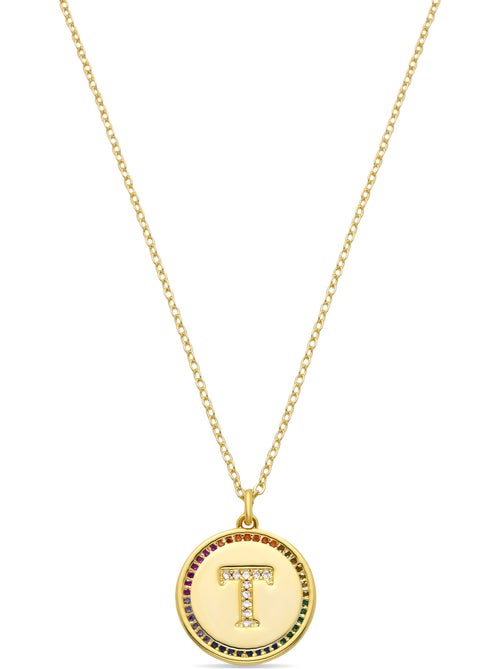 Collier Luxenter en zircone multicolore avec finition et plaqué or 18k - Alphabet - Kiabi