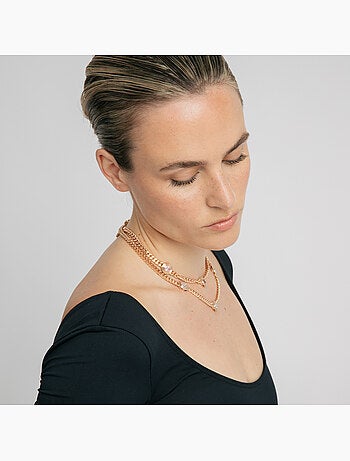 Collier Luxenter en zircone rose et finition et plaqué or 18k - Rinlin