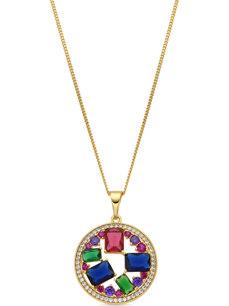 Collier Luxenter et plaqué or 18k et zircon multicolore - Auope Multicolore - Kiabi