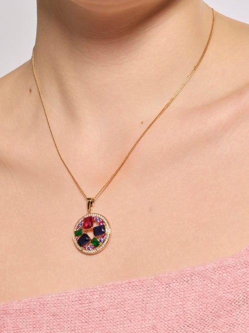 Collier Luxenter et plaqué or 18k et zircon multicolore - Auope - Kiabi