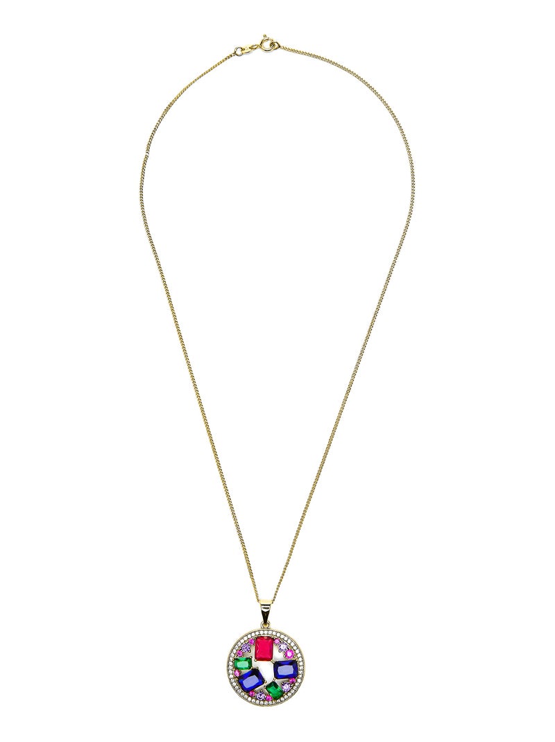 Collier Luxenter et plaqué or 18k et zircon multicolore - Auope Multicolore - Kiabi