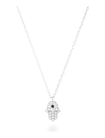 Collier Luxenter fatima en argent 925 et zircon brillant avec finition rhodiée