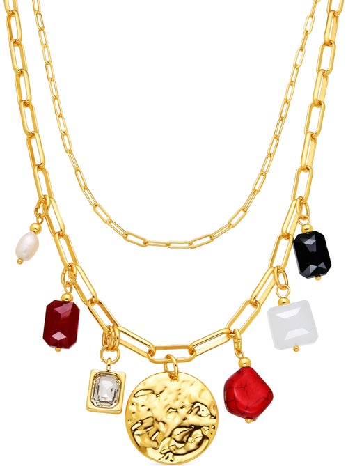 Collier Luxenter finition or jaune 18 carats et corail - Lyho - Kiabi
