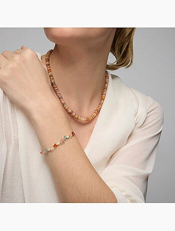 Collier Luxenter finition or jaune 18 carats et pierre naturelle multicolore - Onisu