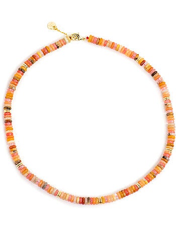 Collier Luxenter finition or jaune 18 carats et pierre naturelle multicolore - Onisu