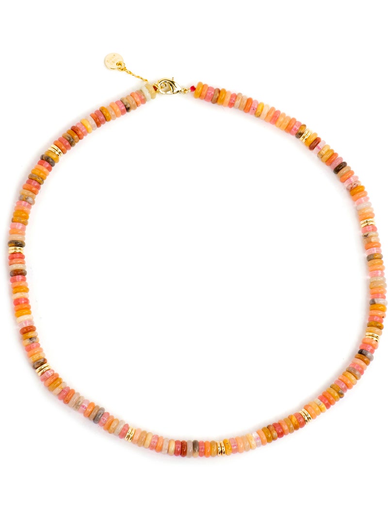 Collier Luxenter finition or jaune 18 carats et pierre naturelle multicolore - Onisu Multicolore - Kiabi