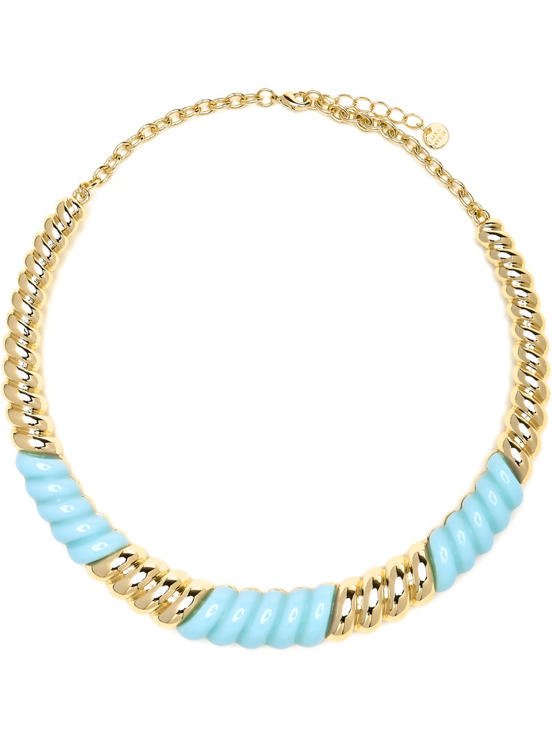 Collier Luxenter finition or jaune 18 carats et résine bleue - Rawil Bleu - Kiabi