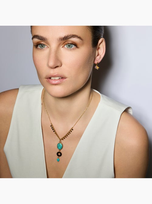Collier Luxenter finition or jaune 18 carats et turquoise - Rekbas - Kiabi Collier Luxenter finition or jaune 18 carats et turquoise - Rekbas - Kiabi