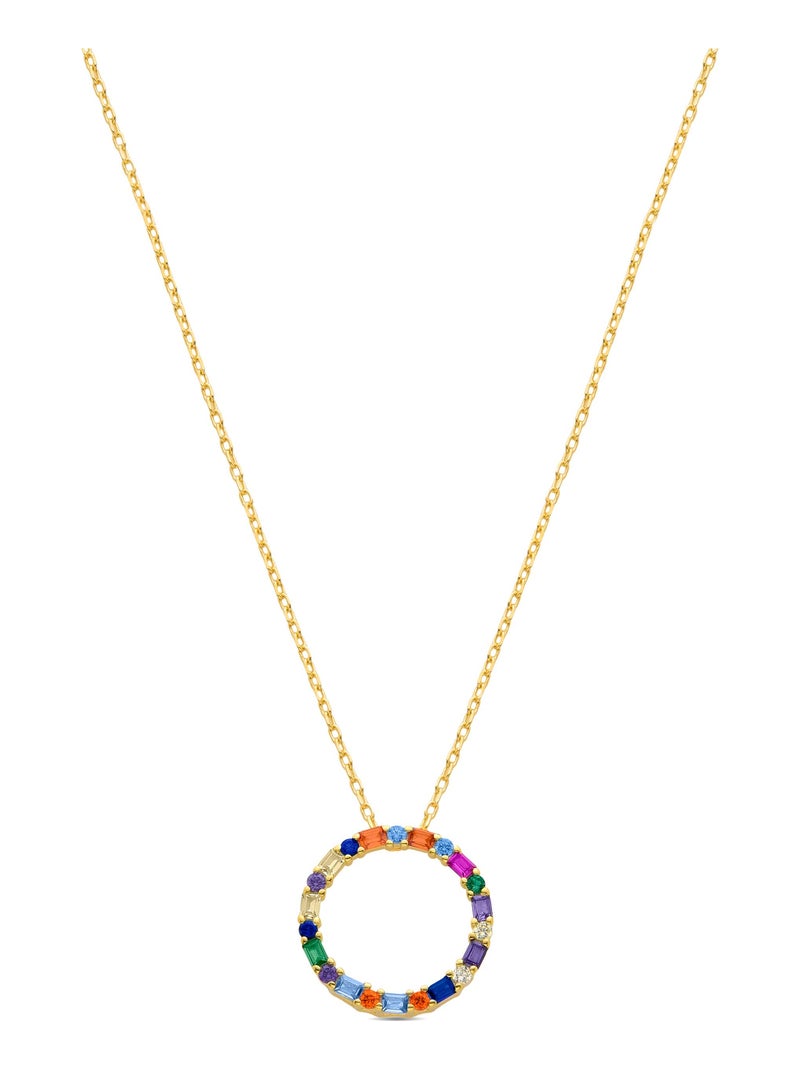 Collier Luxenter hrius en argent 925 et zircon multicolore avec finition plaquée or jaune 18k Multicolore - Kiabi