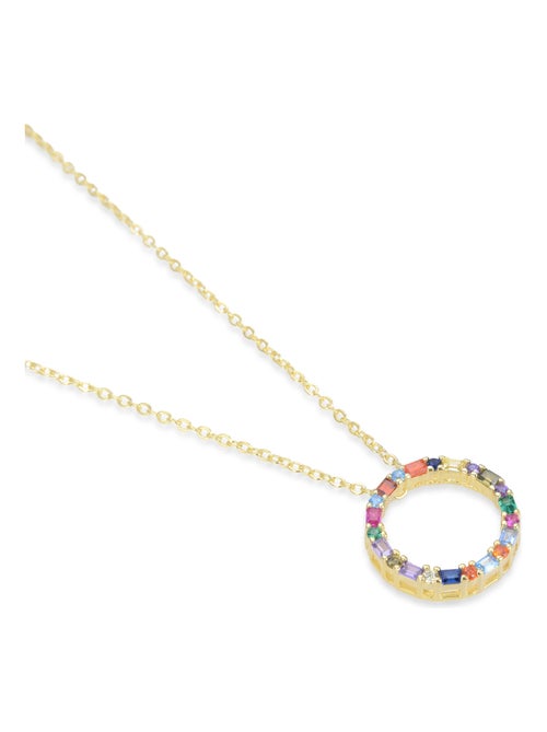 Collier Luxenter hrius en argent 925 et zircon multicolore avec finition plaquée or jaune 18k - Kiabi