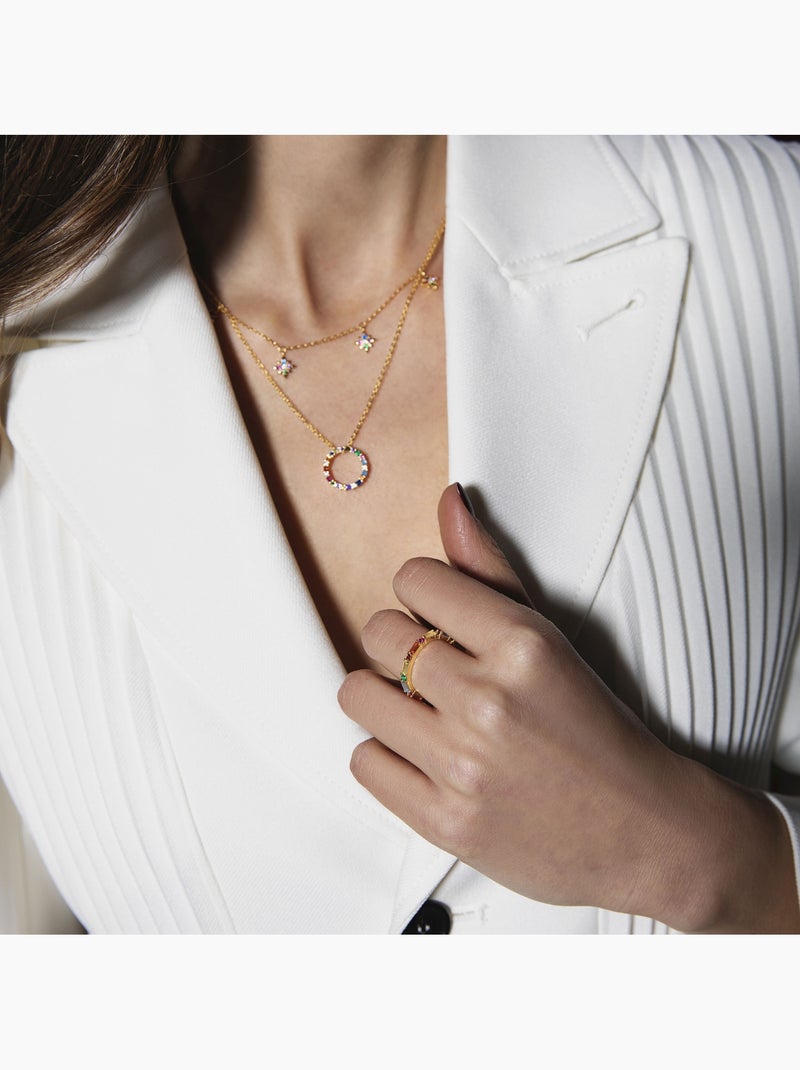 Collier Luxenter hrius en argent 925 et zircon multicolore avec finition plaquée or jaune 18k Multicolore - Kiabi